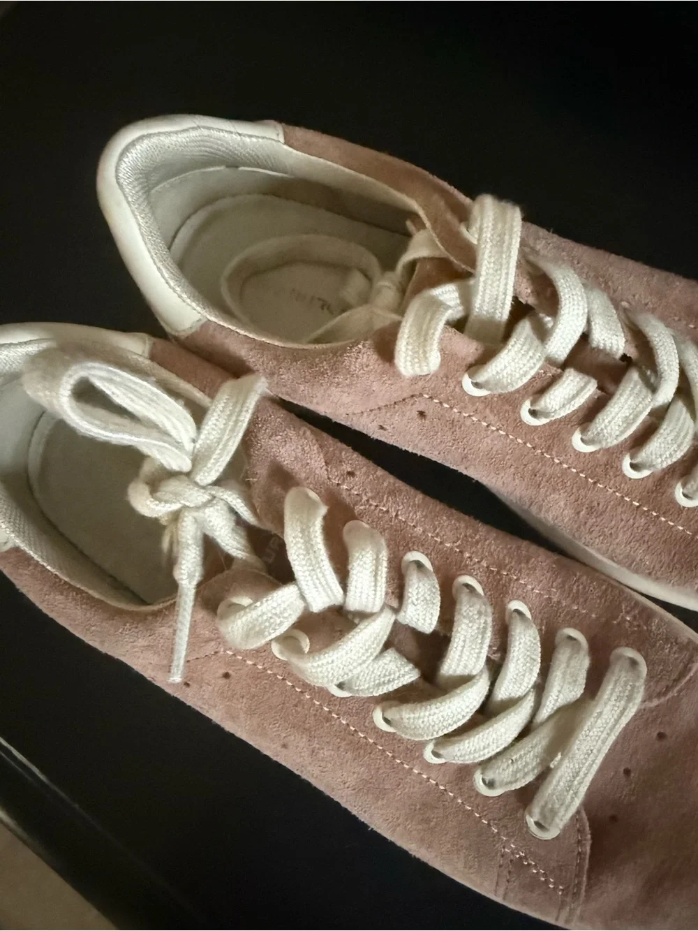 Women’s Tory Burch Suede Lace-Up Sneakers in Dusty Pink and Cream